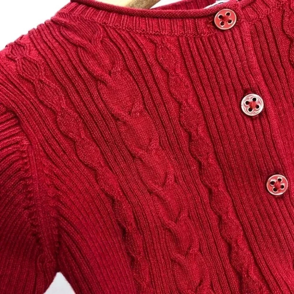 NWT Mayoral Chic cardigan sweater red cable‎ knit peplum hem size 6 months